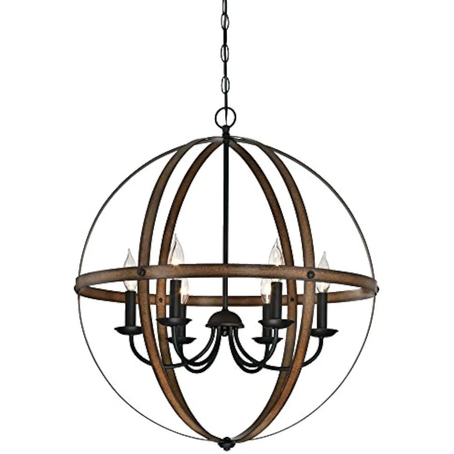 

6333600 stella mira six-light indoor chandelier, barnwood and oil rubbed bronze finish