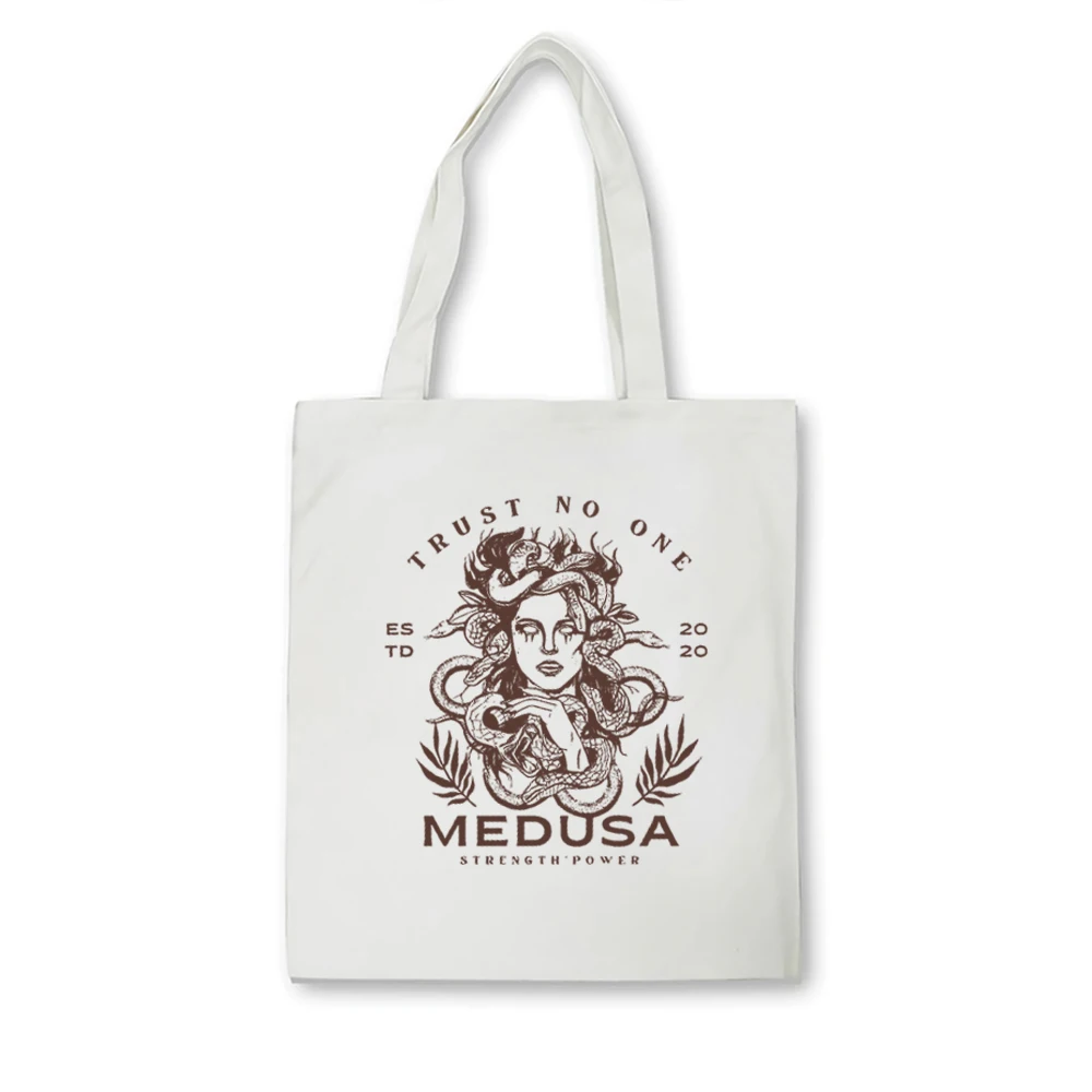 Medusa Canvas Bag Greek Culture Greek Mythology Greek Goddess tote bag Snake Patterned Shopping Bag Witchy Feminism Shoulder Bag