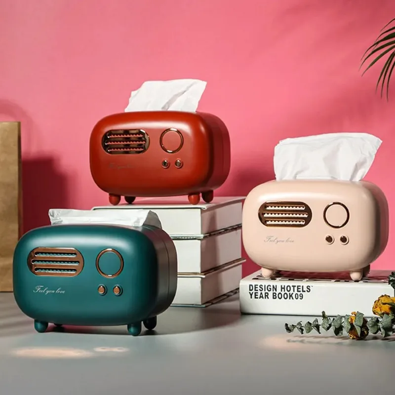 

Retro Radio Model Desktop Living Room Tissue Box