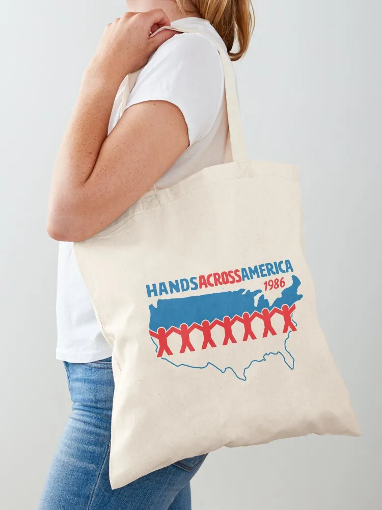 

Hands Across America 1986 - Us Tote Bag tote bag men custom fabric bag shopper bags for women supermarket folding