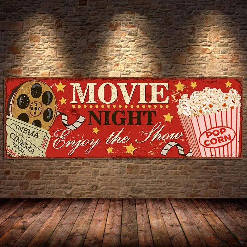 Cinema Sign Canvas Painting Abstract Retro Posters and Prints Vintage Wall Art Pictures for Living Room Home Decoration Cuadros