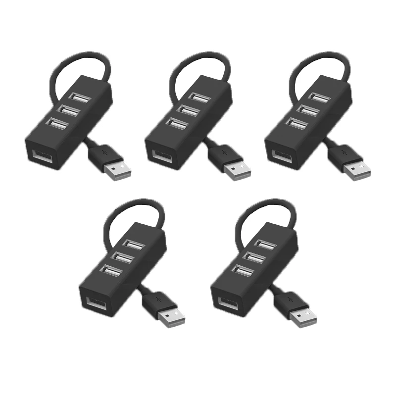 5Pcs Hub USB Multi 2.0 Hub USB Splitter Power Adapter High Speed 4 Port All In One For PC Windows Computer Accessories