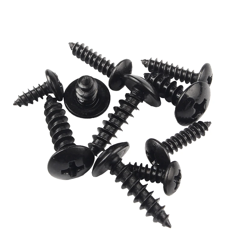 

50/10pcs TA Wood Screw M3 M4 M5 M6 Steel with Black Phillips Truss Head Cross Recessed Mushroom Head wood Self Tapping Screws