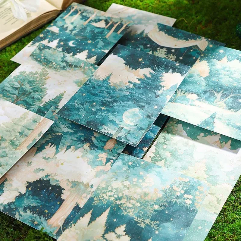 Mr. Paper, 10pcs/pack, Dreamy Background Material Stickers, Decorative Scrapbook, Diary, Tearable Collage Backing Paper