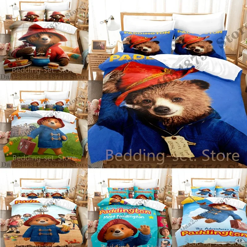 

Комплект постельного белья Movie Paddington Bear 3, одинарный, полный, королевский размер, комплект постельного белья, комплекты пододеяльников для спальни с героями мультфильмов, простыня в стиле аниме