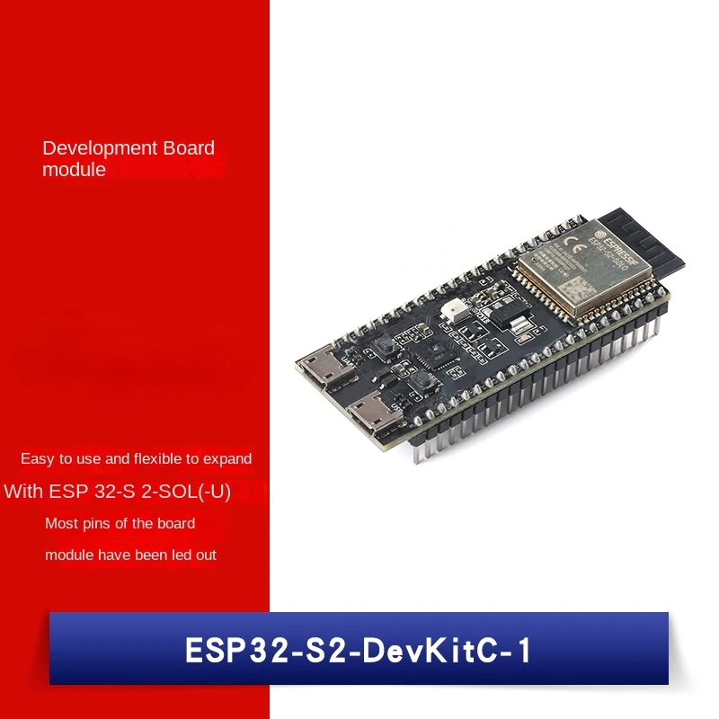 Esp32-s2-devkitc-1 development board module is equipped with esp32-s2-solo-u-n4 / n4r2 module