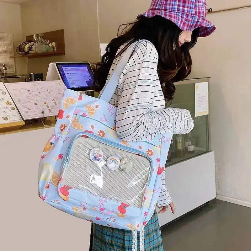 

Y2k New Ita Bag Sweet Girl Transparent Bag Women Large Capacity Casual Tote Bag Ins Travel Shoulder Bag Cute DIY Display Handbag