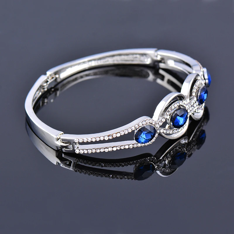 LEEKER Fashion Blue Red Cubic Zirconia Bracelets on hand Rose Gold Silver Color Bangle jewelry   wedding accessories 480 LK6