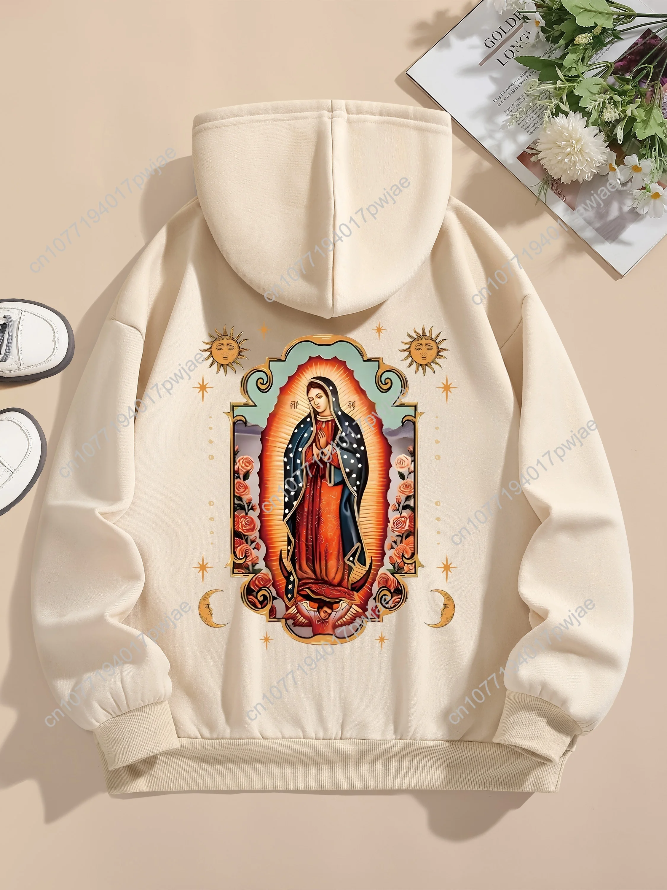 Толстовка с графическим принтом, повседневная толстовка с капюшоном на шнурке на зиму и осень, женская одежда