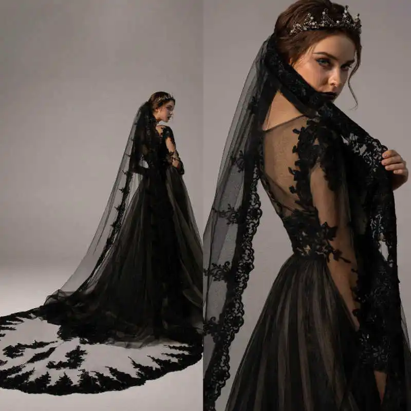 

Fashion Wedding Veil With Comb 4M Appliques Bridal Accessories Customized One Layer Cathedral Length Bride Veils High Quality