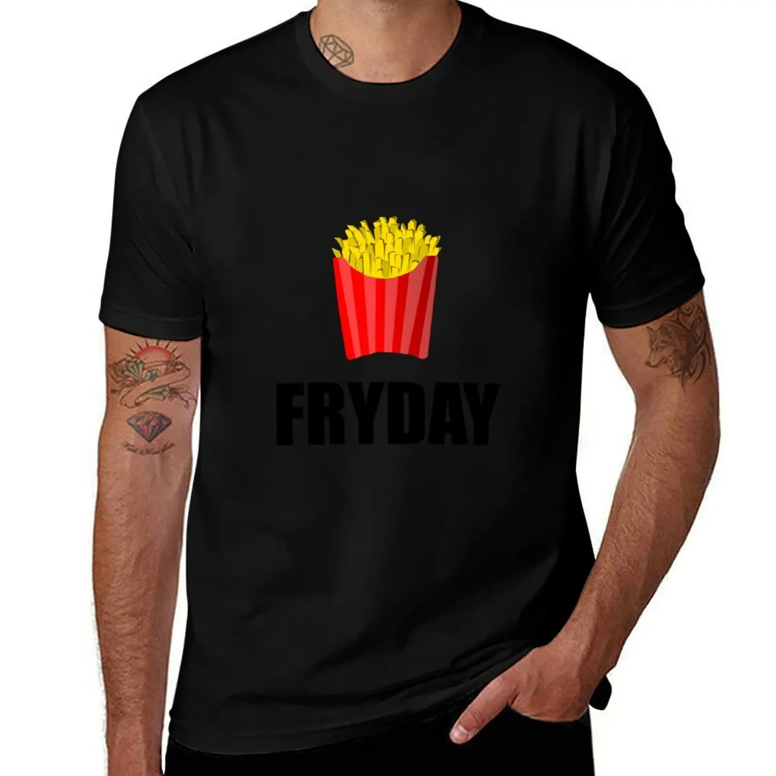 

Fryday Friday French Fries T-Shirt blacks T-shirts man street wear valentines boutique clothes mens t shirt graphic