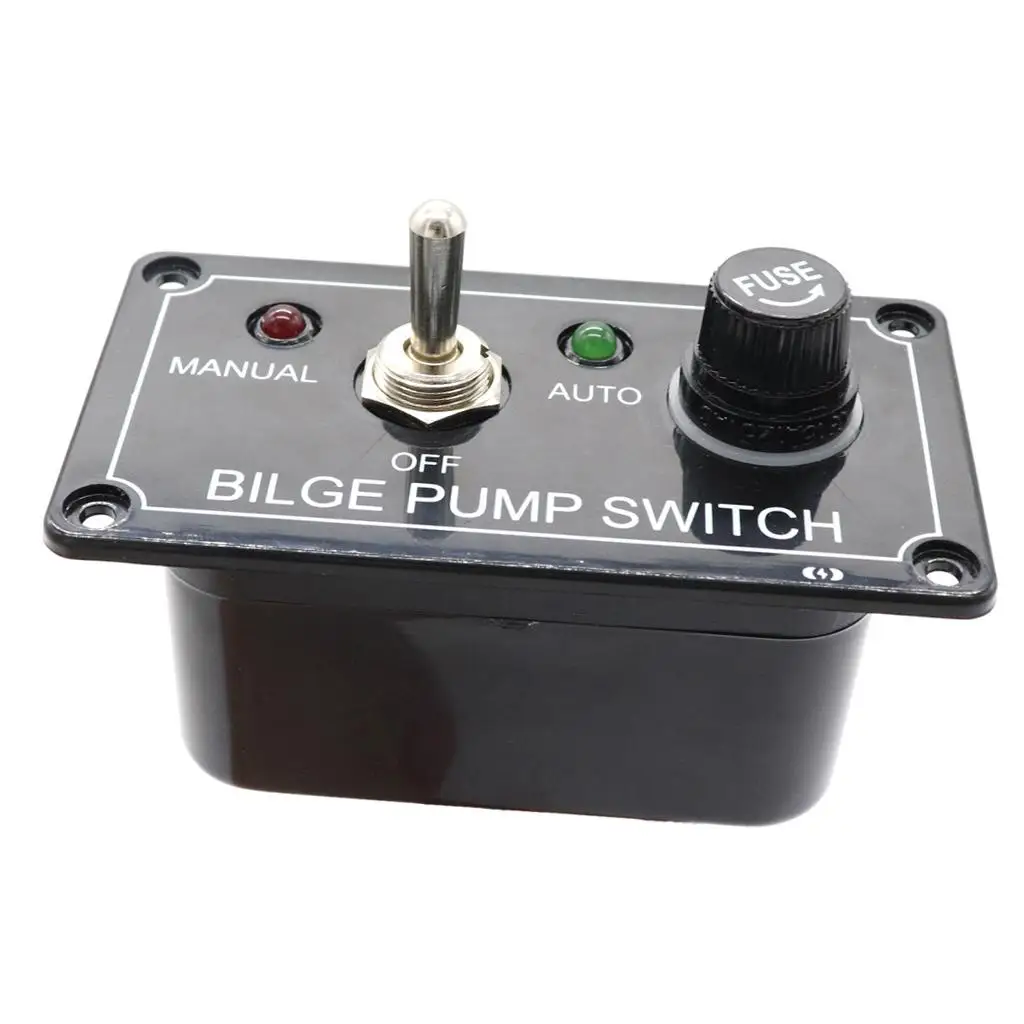 3 Way Bilge Pump Switch Panel Fuse LED Indicator ABS Plastic for Boat Marine Bilge Control System