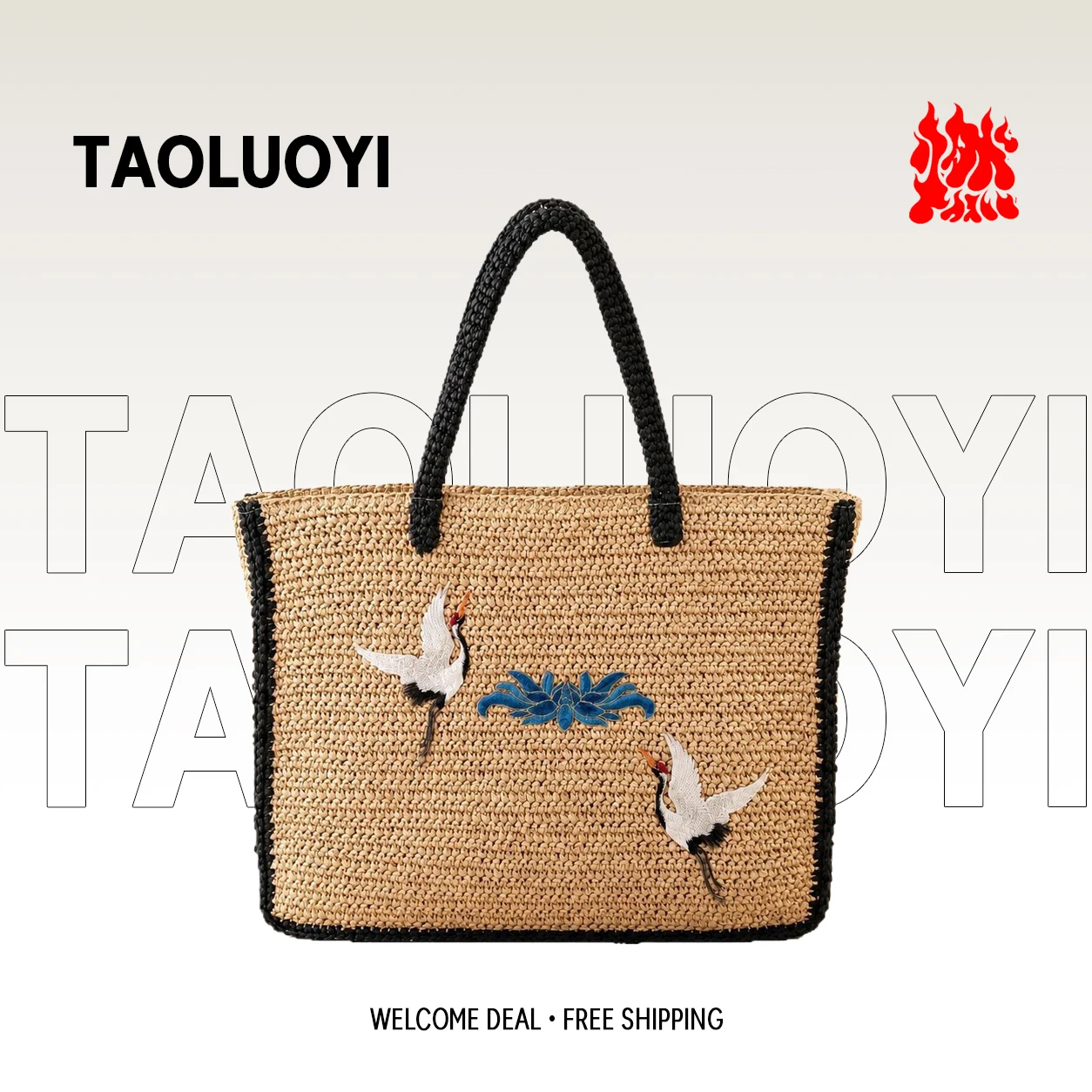 2026 New Style Large Capacity Straw Woven Handbag Women's Shoulder Beach Bag Casual Travel Tote Bag Handmade Crafted