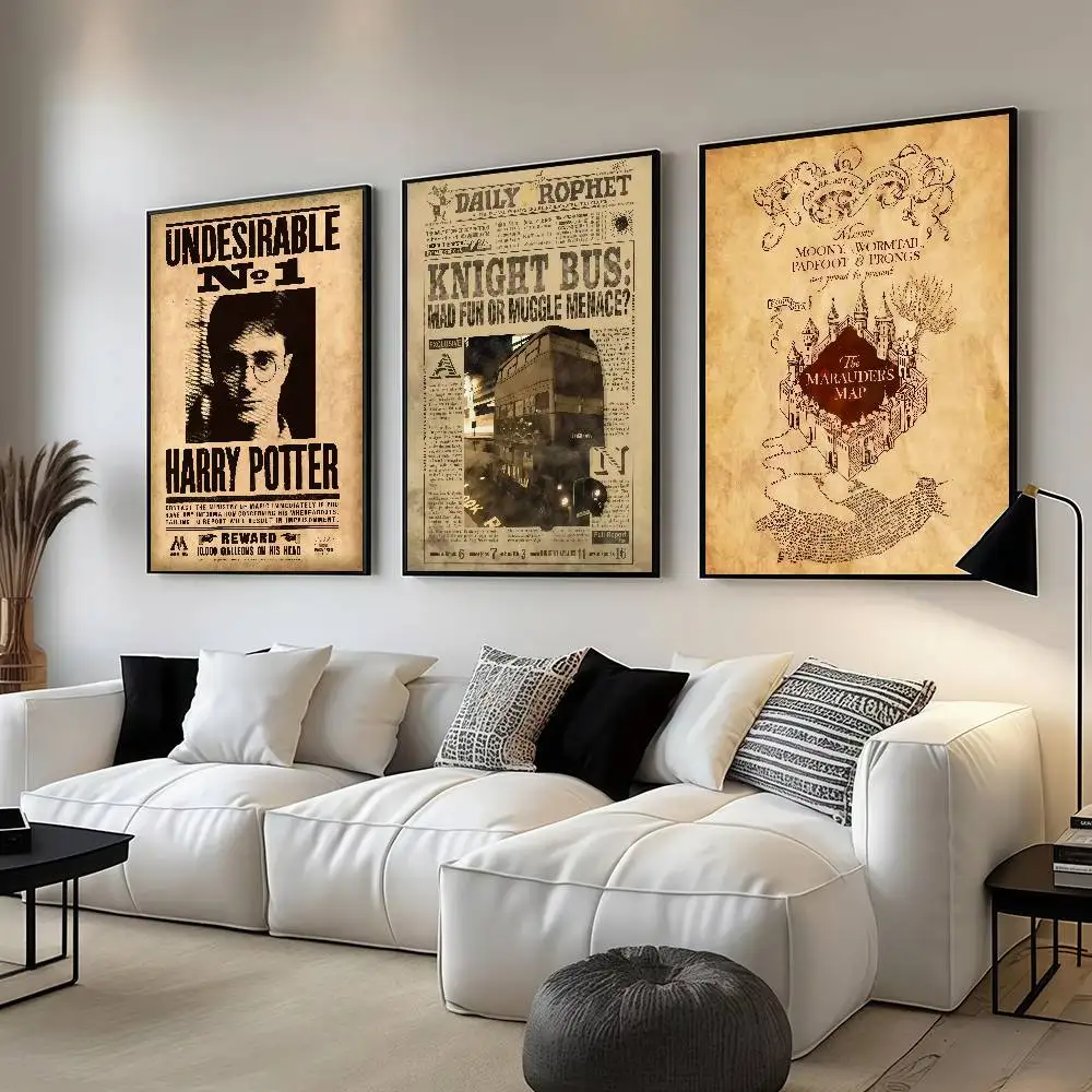 Pósters Vintage de la Película Mágica de Harry Potter, Decoraciones para Dormitorios, Murales para Paredes de Dormitorios y Salas de Estar, Recuerdos