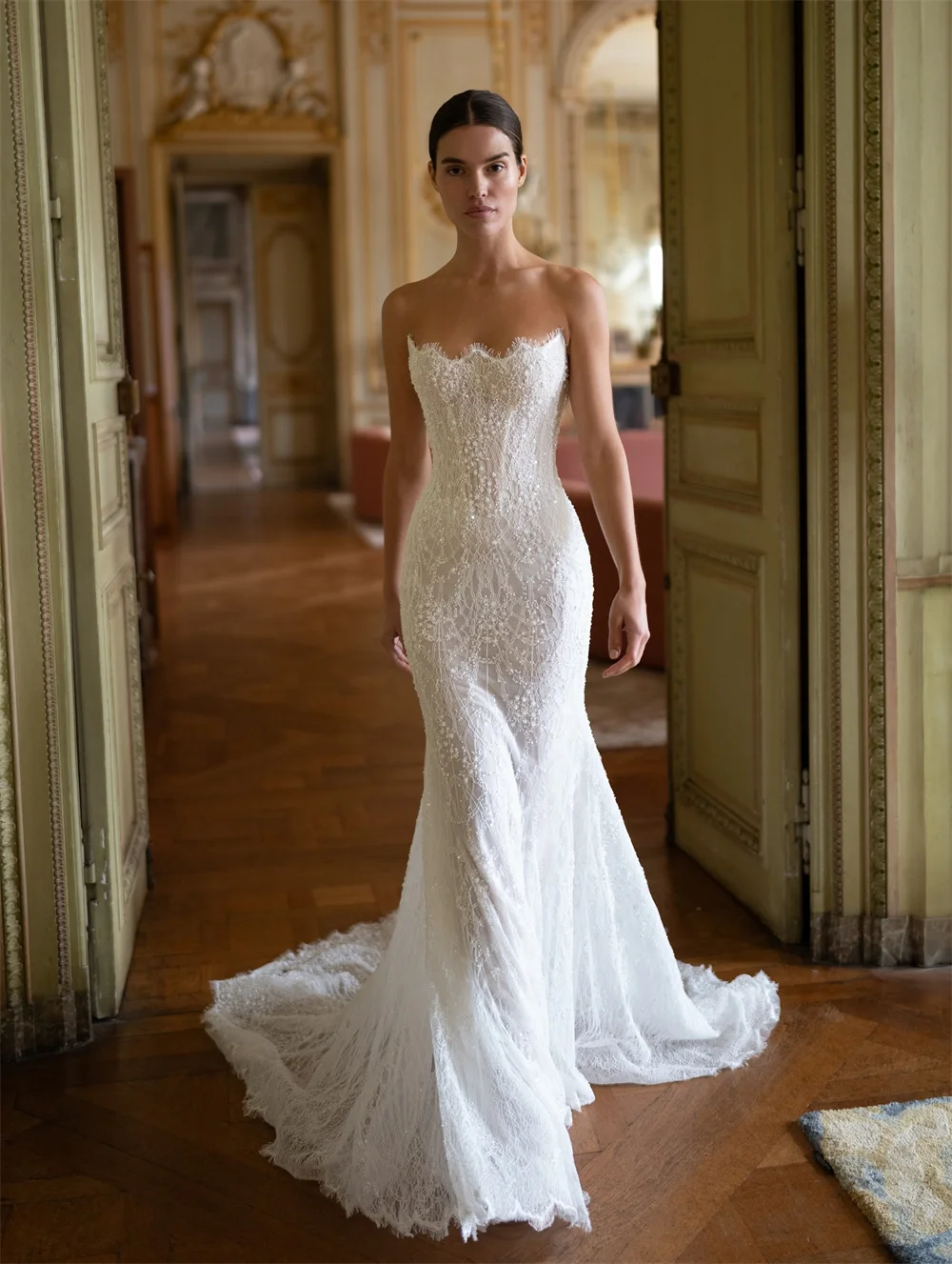 Tóquio personalizado branco alto decote vestidos de casamento mangas destacáveis trem voltar zip vestidos de noiva 2025 sereia vestidos de casamento