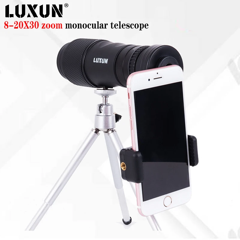 LUXUN 8-20X30 Telescope Monocular with Zoom Mini Compact Monocular Binoculars Night Vision Spyglass for Travel Camping Hunting