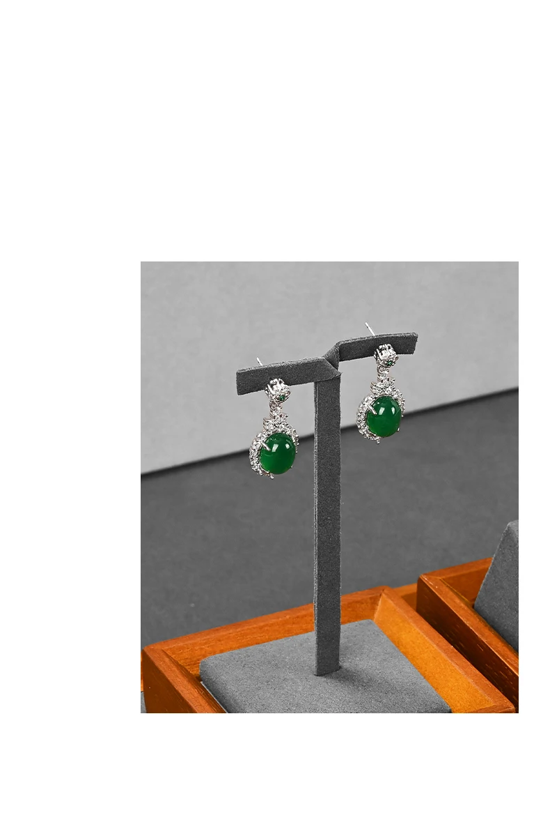 Oirlv Holz-Schmuckständer-Set, grauer Samt, Ring- und Ohrringhalter, Präsentationsständer für Edelstein-Einzelhandelsgeschäfte, Thekenständer – Detail 7