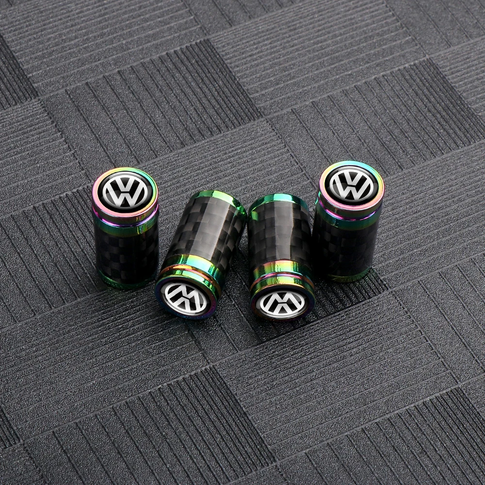 Car Tire Stem Valve Caps Aluminium Car Dustproof Caps Tire Wheel Stem Air Valve Caps For Volkswagen VW GOLF Polo PASSAT Tiguan R