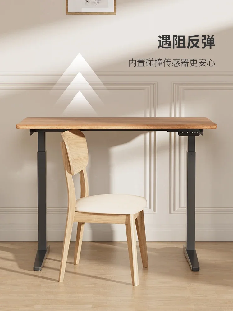 Ash Wood Double Motor Electric Lifting Table Solid Wood Office Computer Desk Study Table Desk Standing