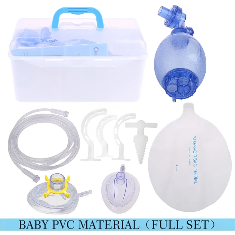 Adults/Children/Infants Manual Resuscitator PVC Ambu Bag Tube First Aid Simple Breathing Apparatus Tools