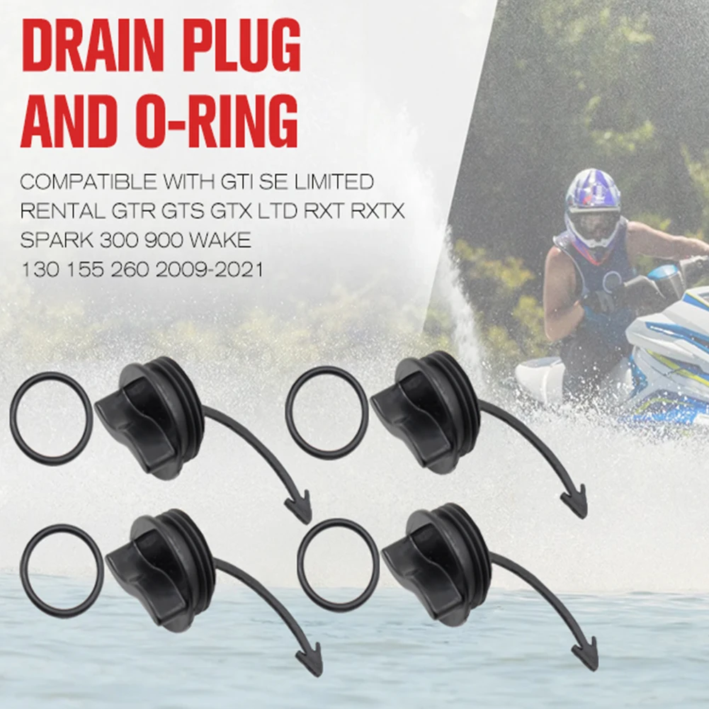 

4PCS Black Drain Plugs and O-rings Compatible with SeaDoo Spark RXT GTI GTX Wake Prevents leakage for GTI GTR GTX RXPX RXT RXTX