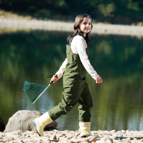 Imagen 2 del producto Botas de pescador para el pecho para niños, botas de pesca para jóvenes, botas de caza impermeables con botas, botas de nailon para niños pequeños