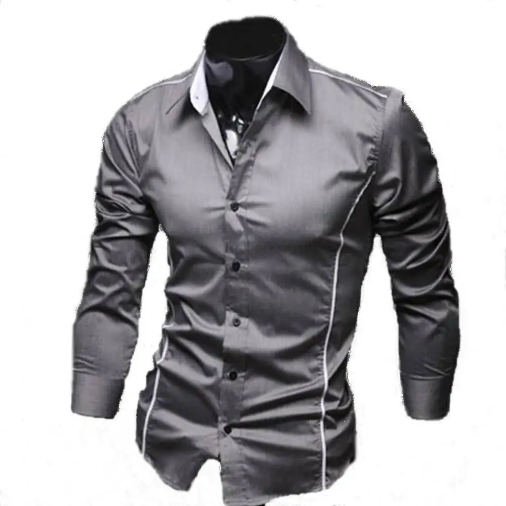 

Men Shirts Square Collar Slim Fit Office Long Sleeve Chemise Classic Formal Shirts Men Social Party Business Masculina Clothes