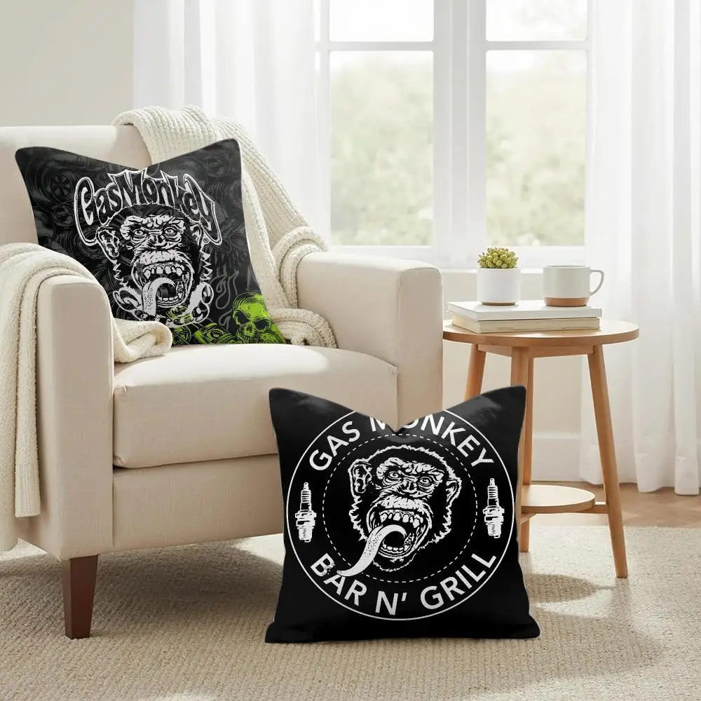 G-Gas Monkey Garage Funny Cushion Cover Natural Linen Organic Fabric Double-Sided Printing Sofa Home Decor Gift Pillow Case