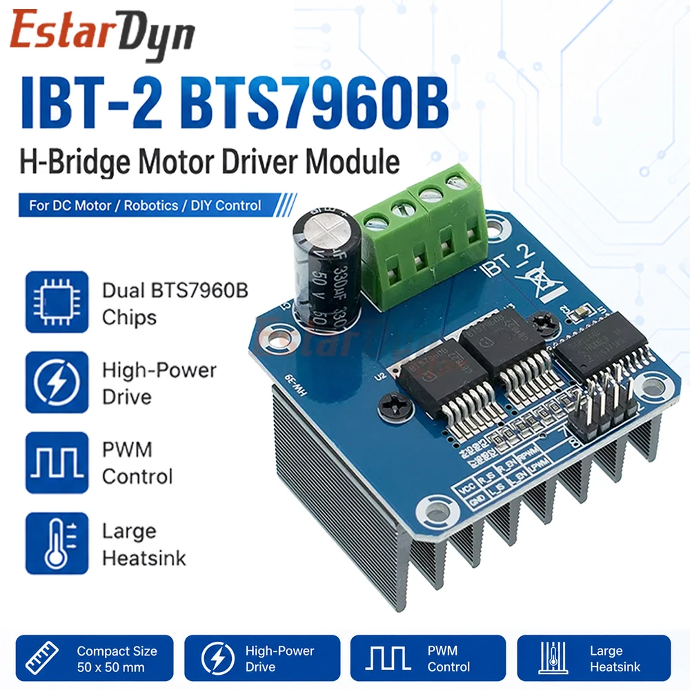 

Estardyn BTS7960 43A High Power Motor Driver Module H-Bridge Dual PWM for Smart Car Robot TEC Refrigeration