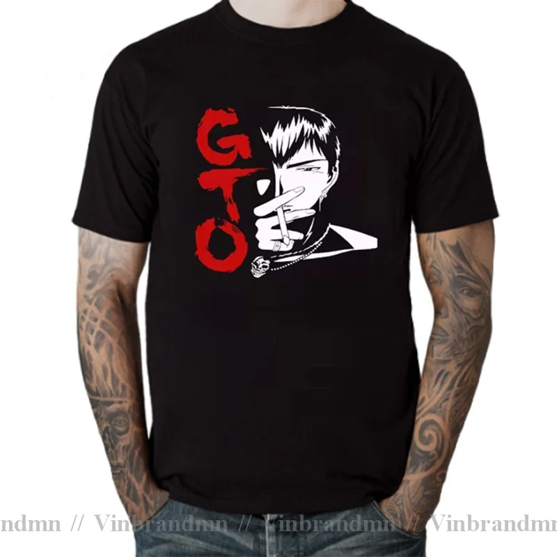 Funny Anime Great Teacher Onizuka T Shirt Men Short Sleeve GTO Manga Tshirt O-neck Cotton Tee Top Japan Eikichi T-Shirt Harajuku