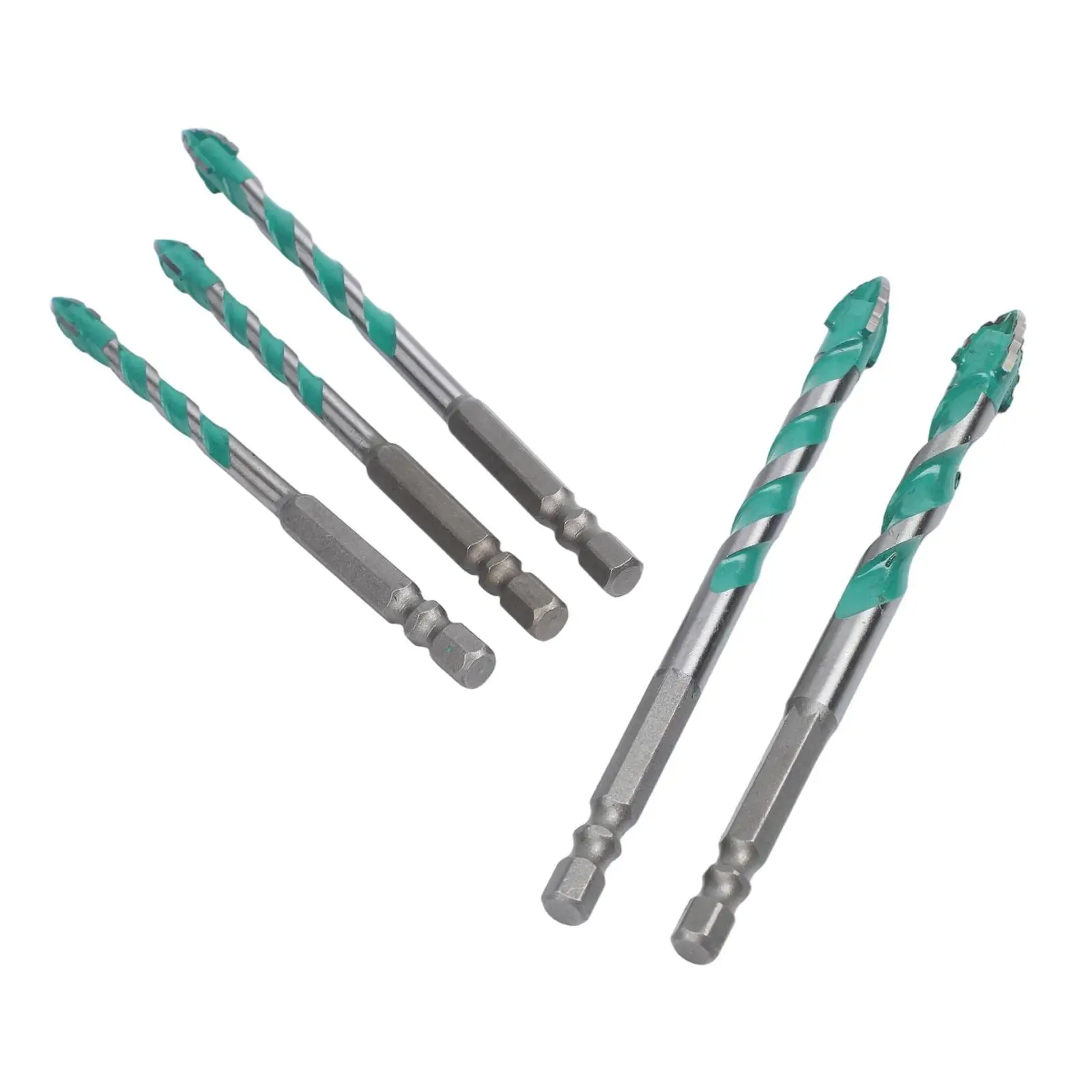 5Pcs Four-edged Serrated Eccentric Drill For Dry Drilling For Ceramic Tiles Glass Marble Concrete Drill Bits 6+6+8+10+12mm