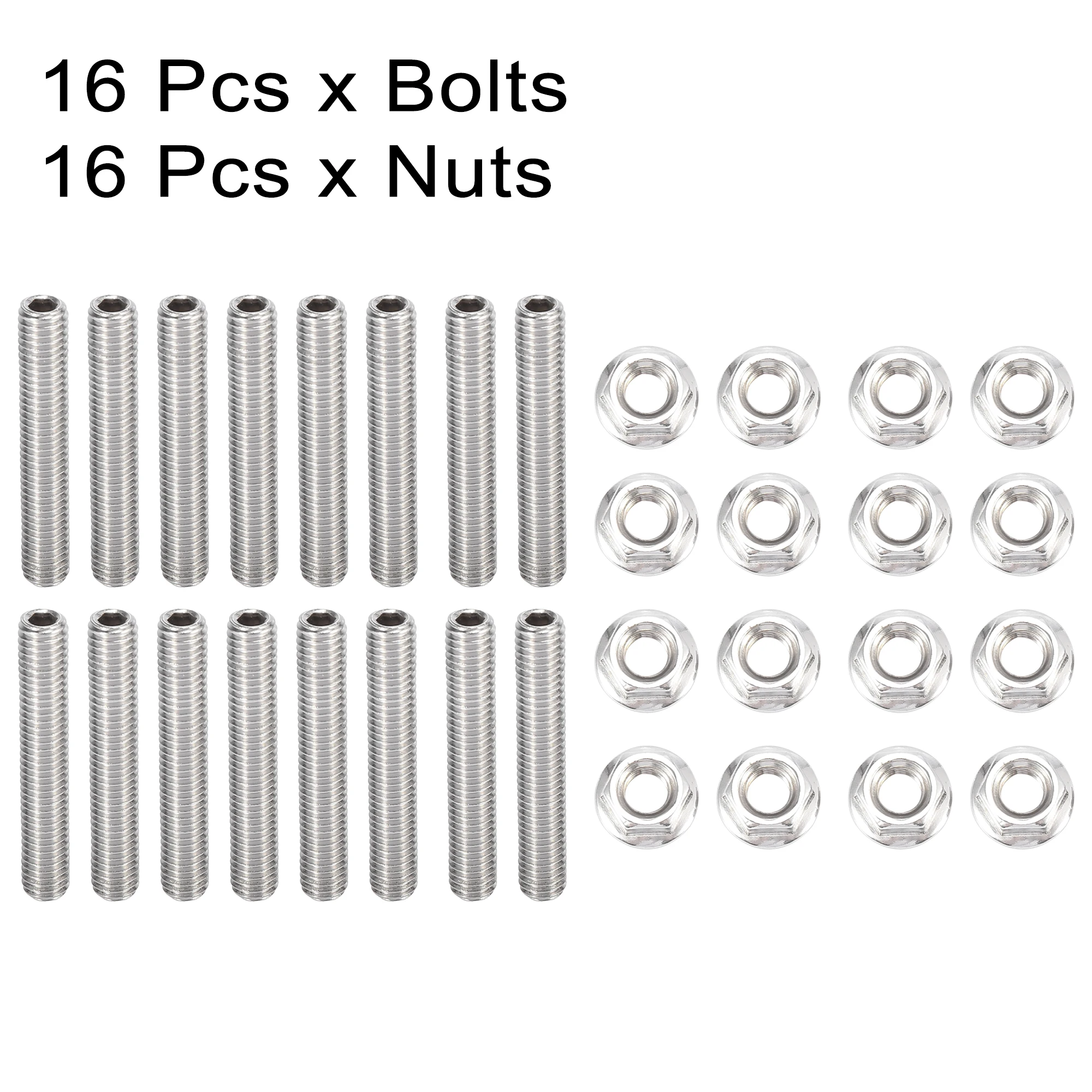 X Autohaux 16pcs Auto Stainless Steel Exhaust Manifold Bolt Stud Hardware for Ford 4.6 5.4 Liter V8 2 Manifolds Car Accessories