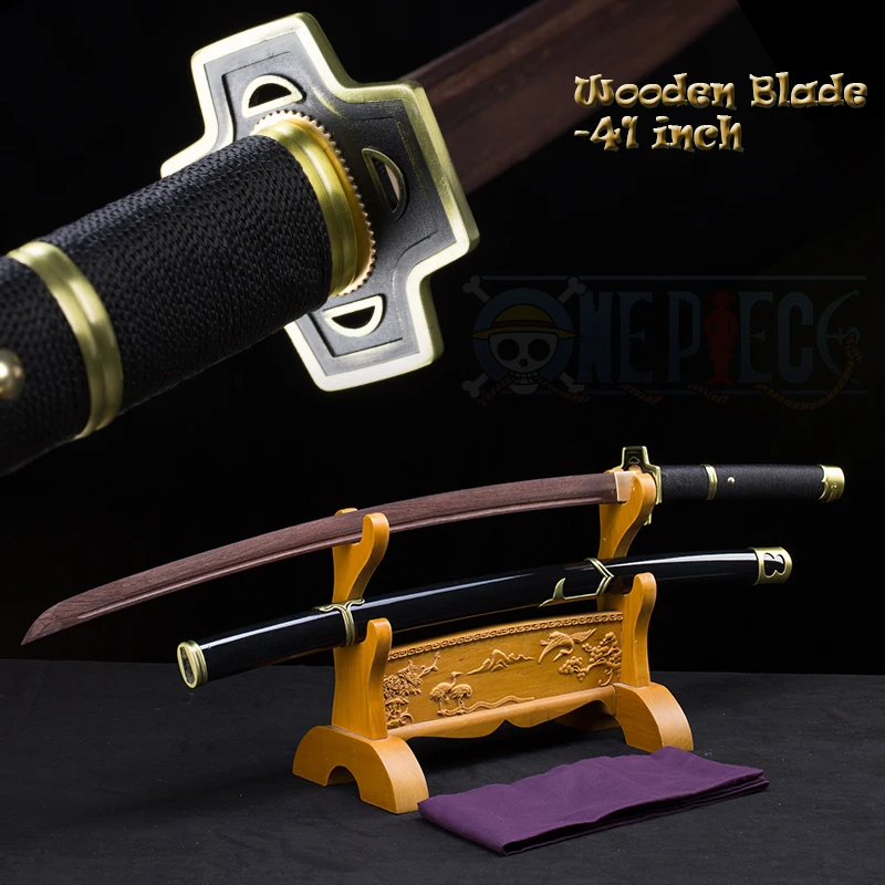 1: 1 Replica Anime One Piece Sword, Roronoa Zoro's Yubashiri Sword, Wooden Blade, Metal Fitting. 41Inch, Customizable