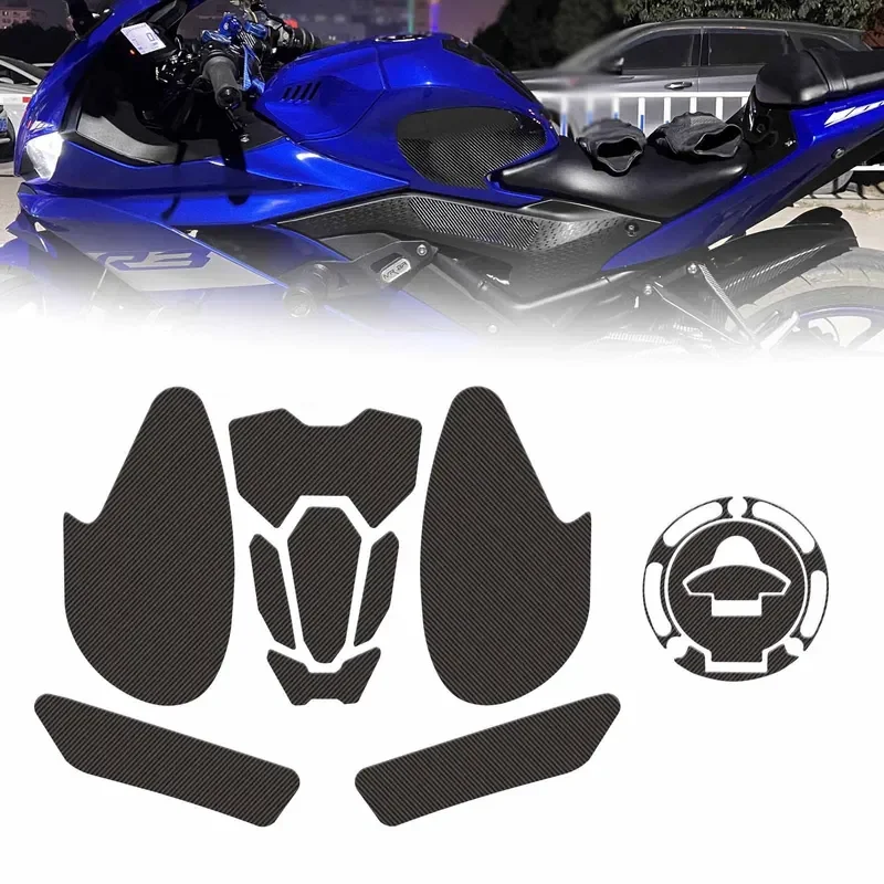 For Yamaha YZF-R3 yzfr3 2019-2022 motorcycle anti slip fuel oil tank pad side knee grip decal protector water proof Sticke 3D