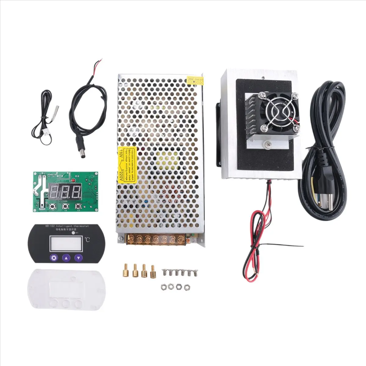 【DT56】DIY Peltier Cooler Kit 12V Semiconductor Cooler Peltier Cooling System, Heatsink Module Kit+Thermostat Set, US Plug