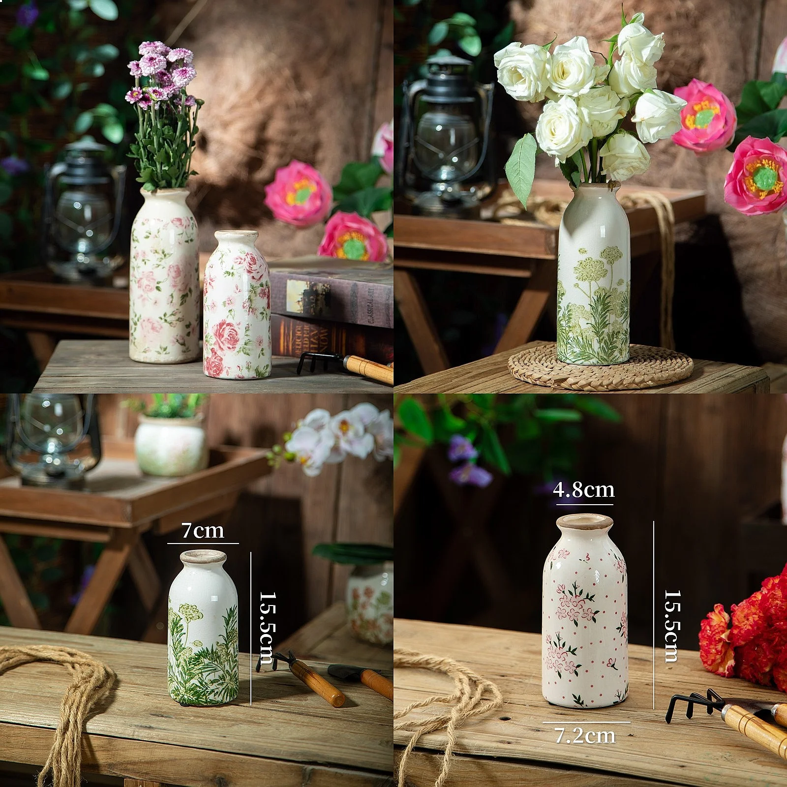 Vintage Ceramic Vase Rustic Flower Arrangement Hydroponic Vessel Home Decor High-end Piece