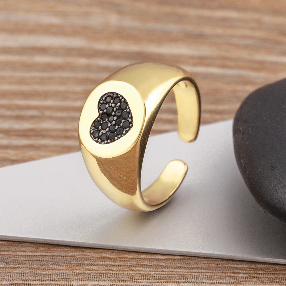Nidin Heißer Verkauf Vintage Punk Stil Zirkon Ring für Frauen Trendy Kreative Liebe Herz Finger Ring Einstellbar Party Schmuck Geschenke