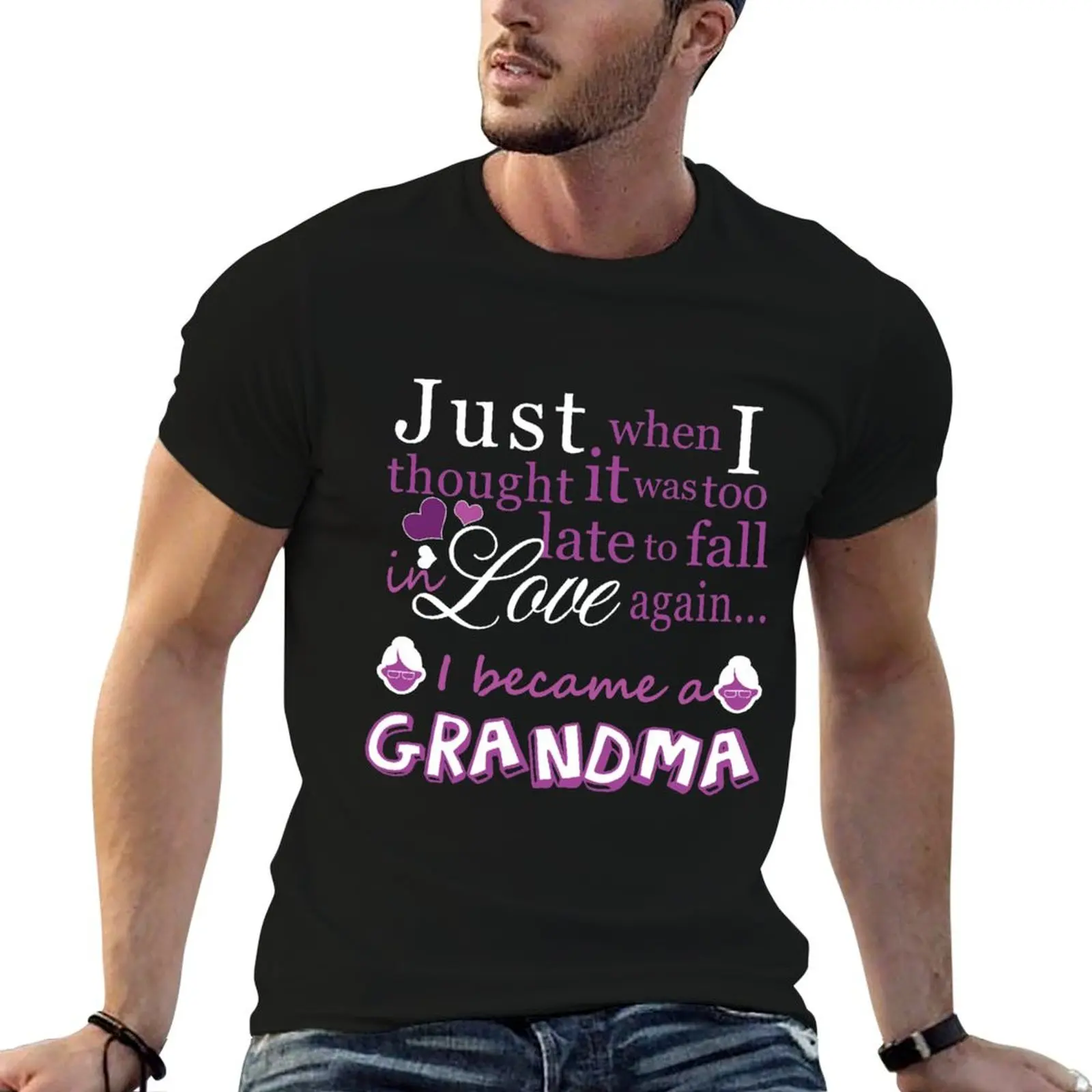 Camiseta con estampado de la frase "Just when i thought it was too late to fall in love again", camiseta informal para hombre