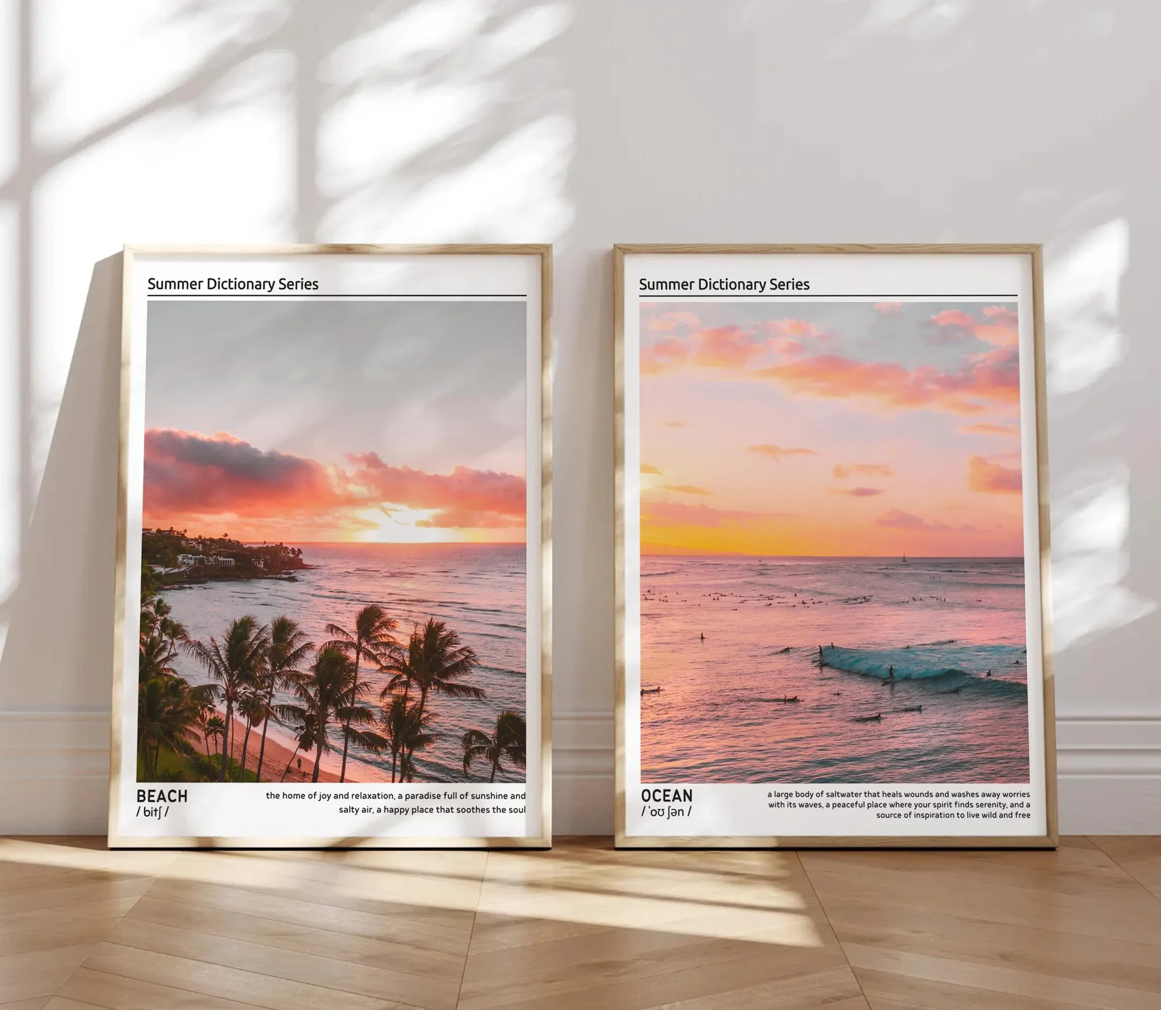 Beautifu Sunset Beach Surf OceanCoastal 2  Set Wall Art Canvas Print Picture For Modern Bedroom Living Decoration