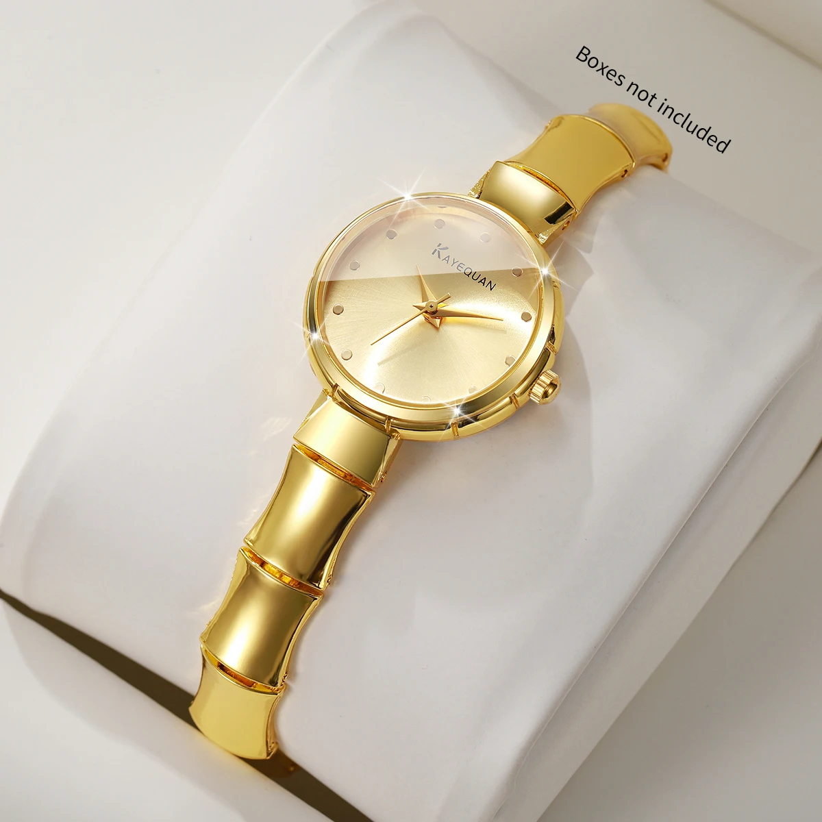 Elegant Women Quartz Watch Gold Bamboo Bracelet Strap Wristwatch Luxury Ladies Dress Wrist Watch Relogio Feminino（Without Box）