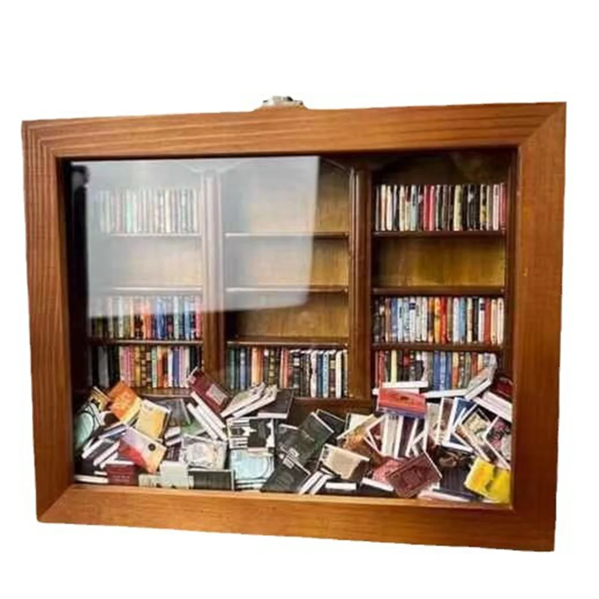 

Tiny Library Wooden Anti-Anxiety Bookshelf Miniature 200 Books Shake Away Your Anxiety Stress Relief Gifts