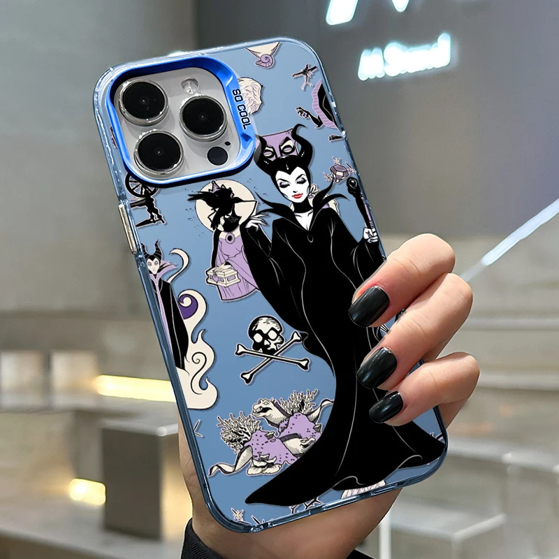 Disney Cute Maleficent For iPhone Apple 15 14 13 12 11 XS XR X 8 7 Pro Max Plus Colorful Silver Shockproof Phone Case Back