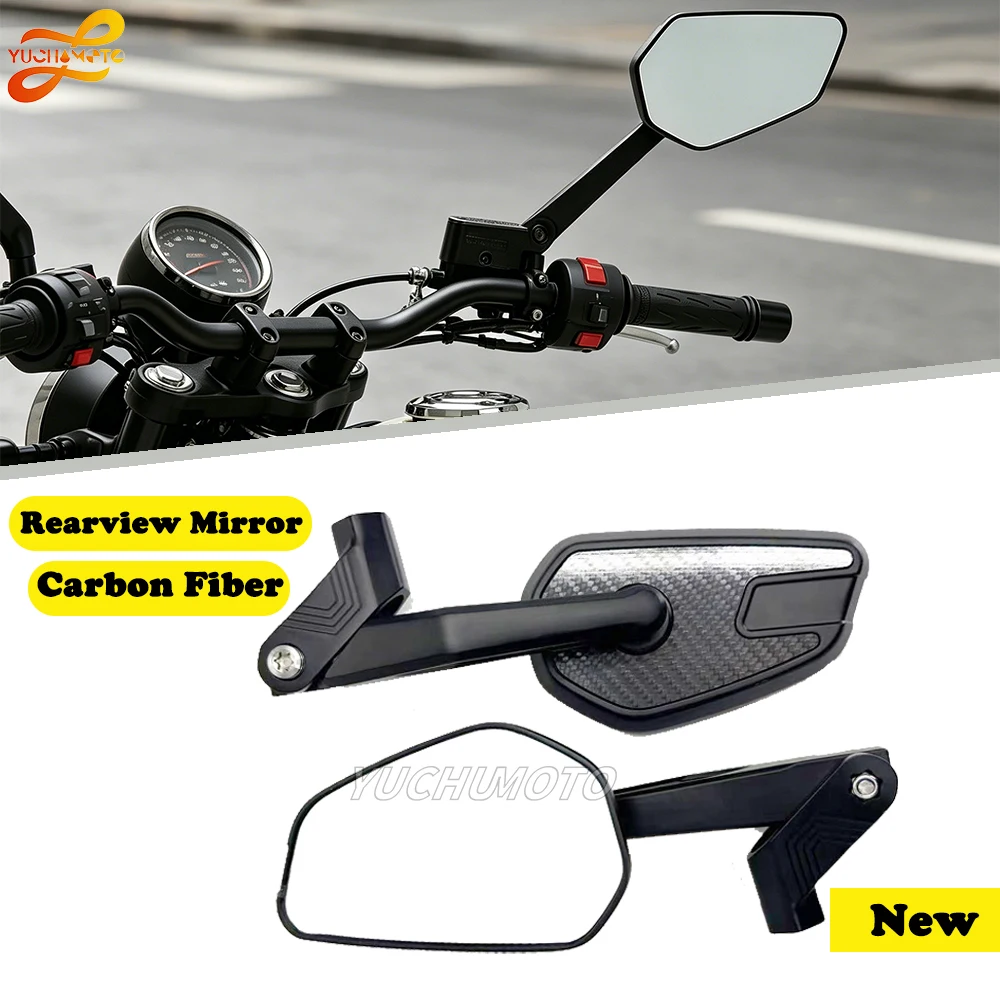 For RS 457 GP Replica RS 125 Carbon Fiber Aluminum alloy Motorcycle Side Mirror 8/10mm Universal Side Mirror Reflective Mirror