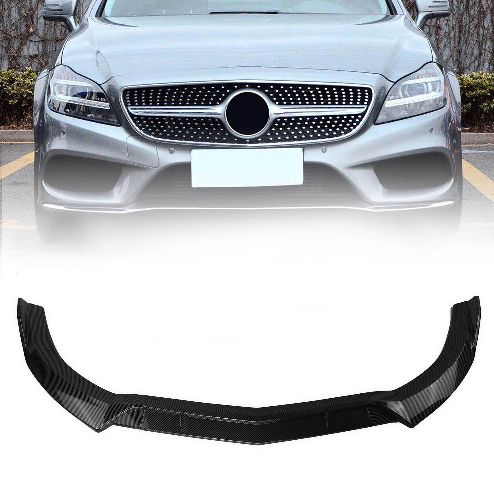 

Front Bumper Spoiler Lip For Mercedes Benz CLS Class W218 2015-2018 CLS400 CLS500 Carbon Fiber Look/Gloss Black Lower Splitter