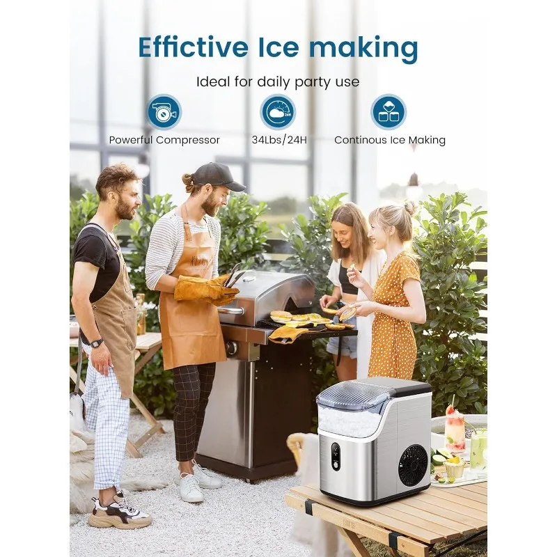 COWSAR Nugget Ice Maker Countertop, Soft Chewable Nugget Ice Cubes Machine, One-Button Quick Making 34Lbs/Day, Ice Makers