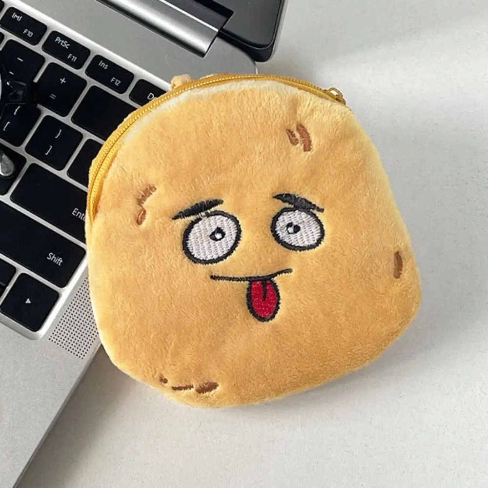 With Metal Buckle Potato Head Plush Coin Purse Mini Kawaii Potato Head Purse Bag Brown Cartoon Potato Earphone Bag Students