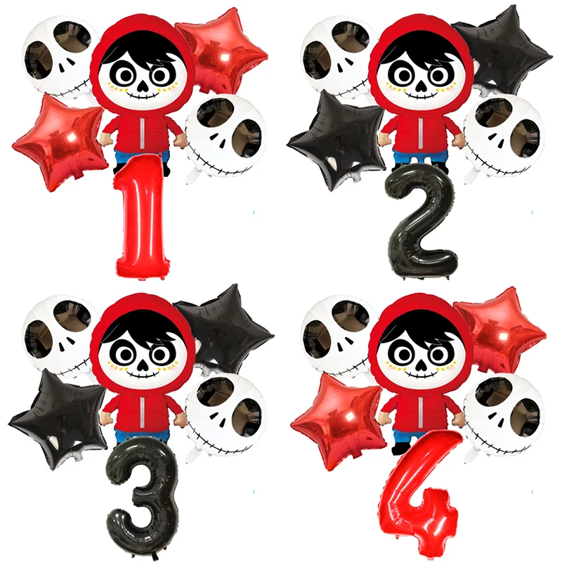 6pcs Cartoon boy Coco Balloon Halloween Foil Balloons Kids Skeleton Theme boy Birthday Party Decorations Baby Shower Globos