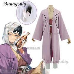 Anime Cos Dr.STONE Asagiri Gen kostiumy Cosplay strój Halloween boże narodzenie jednolite garnitury Asagiri Gen krótka czarno-biała peruka