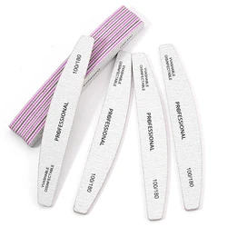 50/25 Pcs/Pack Professional Washable Nail Files 100 To 180 Half Moon Strong Sandpaper Durable File Nails Tools Manicure Supplies