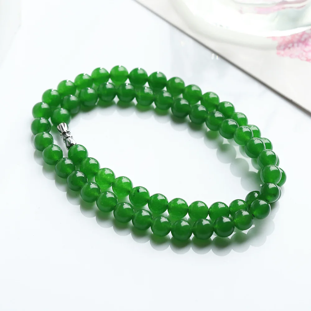 Natural Stone Green Jade Necklace Women Healing Gemstone Fine Jewelry Genuine Myanmar Jadeite Burma Jades Beaded Necklaces